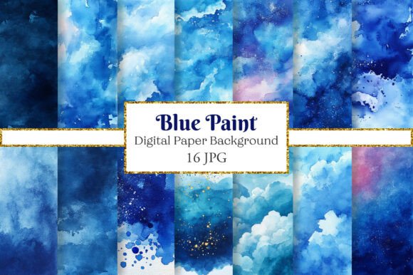 Blue Watercolor Paint Backgrounds: Versatile Digital Papers