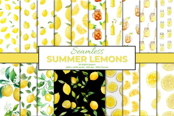 Brighten Your Projects with Summer Lemon Seamless Backgrounds