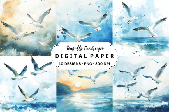 Bring the Coast to Your Canvas with Seagulls Landscape Backgrounds
