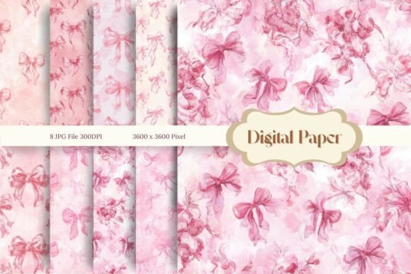Charming Bow Ribbon Flower Pattern Backgrounds for Digital Design