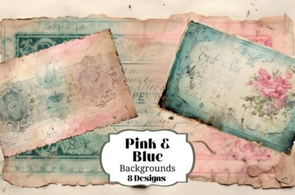 Charming Pink Blue Vintage Backgrounds for Digital Craft