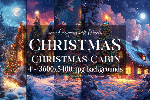Christmas Northwoods Cabin Backgrounds 1: Rustic Holiday Design