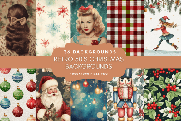 Embrace Mid-Century Charm with Retro 50's Christmas Backgrounds