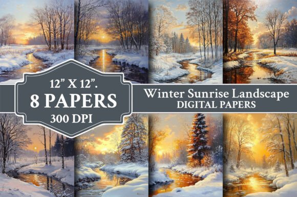 Embrace the Glow: Winter Sunrise Landscape Backgrounds