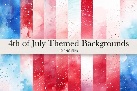 July 4th Pastel Watercolor Backgrounds for Modern Designs