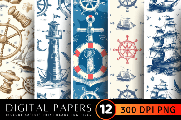 Nautical Digital Paper Backgrounds Digi: Beyond the Plain Canvas