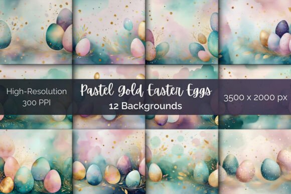 Pastel Gold Easter Eggs Backgrounds: Elevate Your Spring Designs