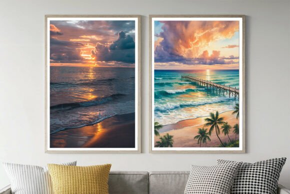 Warm Hues & Calm Shores: Using Serene Beach Sunset Background's